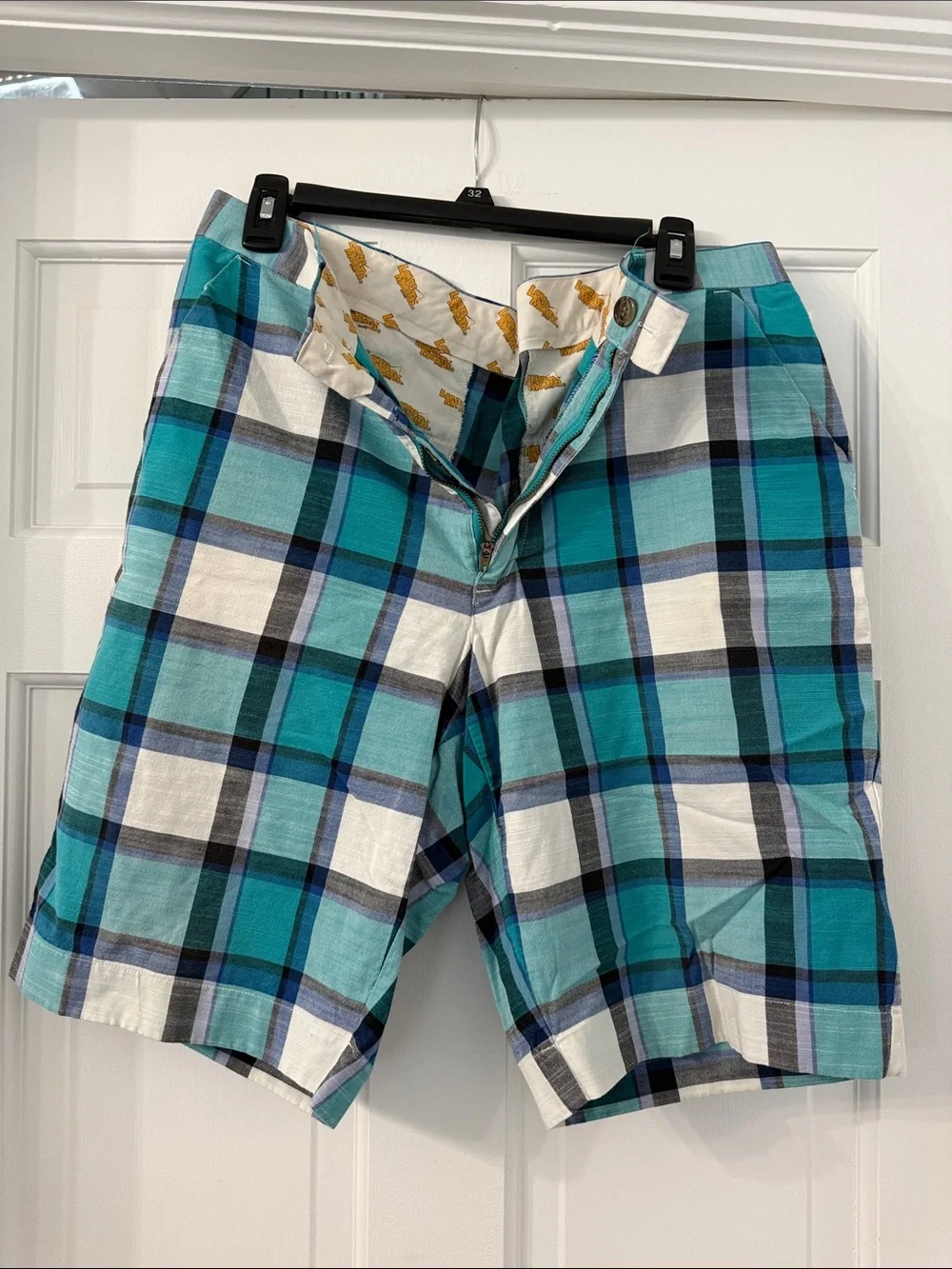 Loudmouth Turquoise Blue Plaid Golf Shorts